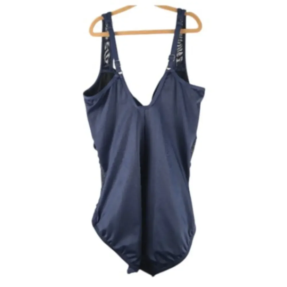 Miraclesuit Madero Underwire One Piece Swimsuit Midnight Blue Size 10DD